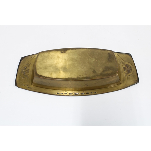 79 - Early 20th century Art Nouveau copper tray with stylised pattern, impressed makers mark verso 35cm