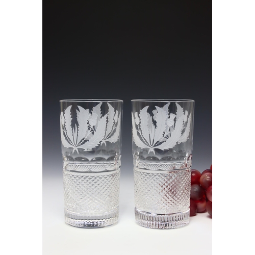 95 - Rare set of six Edinburgh Crystal Thistle design Highball whisky tumblers / glasses, in unused condi... 