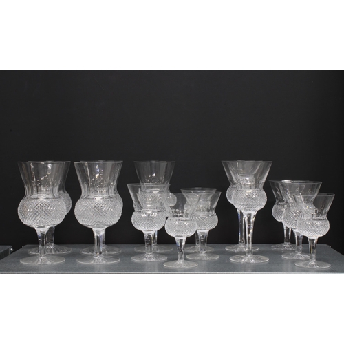 108 - Collection of Edinburgh Crystal style thistle drinking glasses, tallest 16.5cm (14)