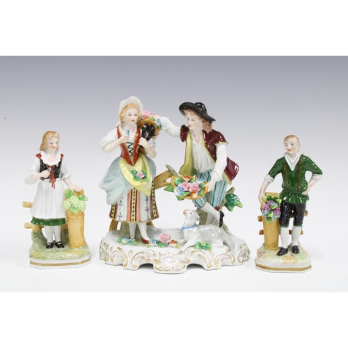 114 - Three Sitzendorf porcelain figures, tallest 15cm (3)