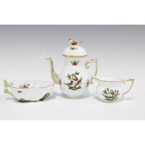 115 - Herend Rothschild Birds decorated Bachelors teaset, teapot 13cm (8)