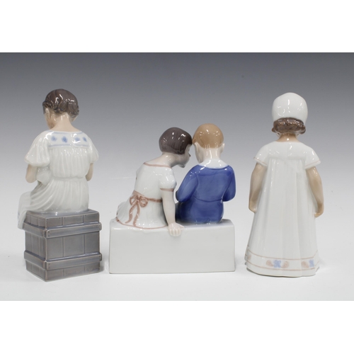 116 - Two Bing & Grondahl figures to include model 2175 and a Royal Copenhagen figure,  tallest 17cm (3)