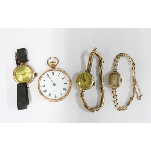 13 - Early 20th century lady's 9ct gold Rotary wristwatch on a 9ct gold bracelet strap, a 9ct gold cased ... 