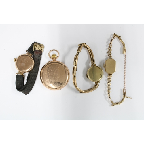 13 - Early 20th century lady's 9ct gold Rotary wristwatch on a 9ct gold bracelet strap, a 9ct gold cased ... 
