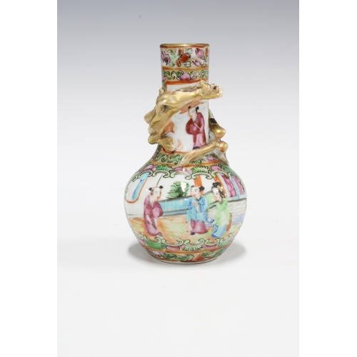 132 - Chinese canton enamel famille rose vase of small proportions,  12cm