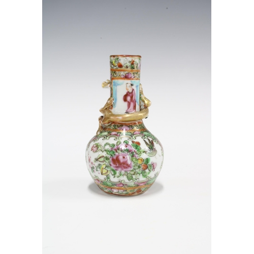 132 - Chinese canton enamel famille rose vase of small proportions,  12cm