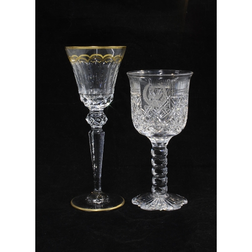 133 - Two faceted wine glasses, taller 22cm (2)