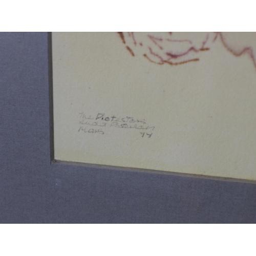 159 - Anda Patterson RSW RGI PAI (SCOTTISH 1935 - 2022), 'The Protestors', coloured print, framed under gl... 