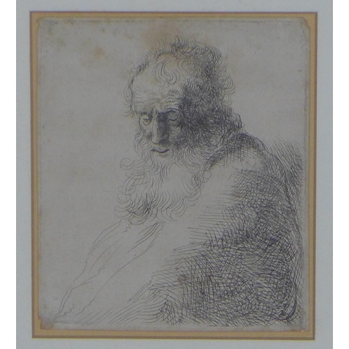 161 - After Rembrandt Harnenszoon Van Rijn (Dutch, 1606-1669), paper note verso with attribution to Michae... 