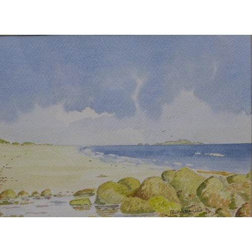 166 - Alistair MacNeill, 'Yellowcraig Beach', watercolour on paper, signed 24 x 17cm