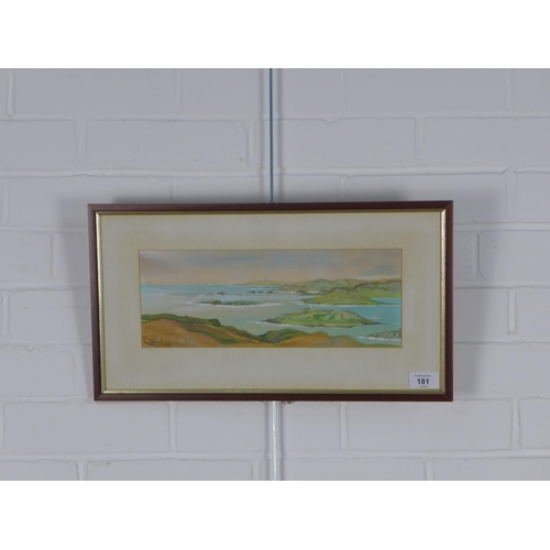 181 - Odette Kemp, 'Eddrachillis Bay' mixed media, signed and framed under glass, 34 x 13cm