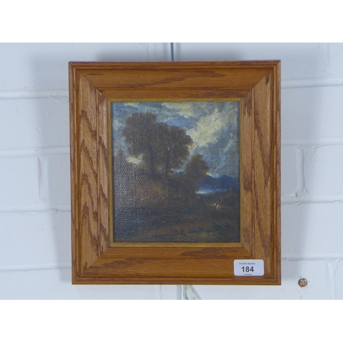 184 - Rev. John Thomson of Duddingston, Landscape with trees, oil on waxcloth, framed under glass and labe... 