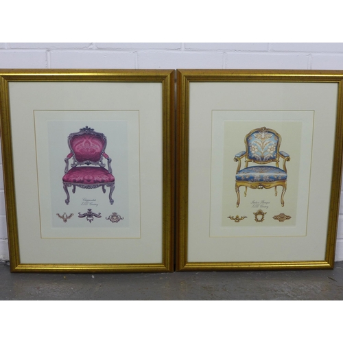 189 - A set of four gilt framed French prints, size overall 46 x 56cm (4)