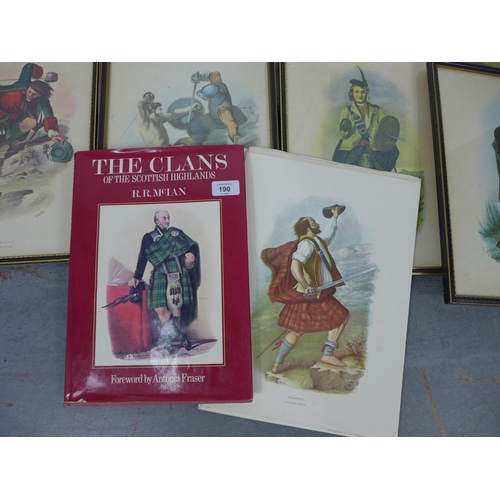 190 - Clans off Scotland, a set of sixteen framed prints together with The Clans of the Scottish Highlands... 