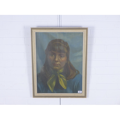 195 - Scottish School oil on board of a young woman, circa early 20th century, apparently unsigned, framed... 