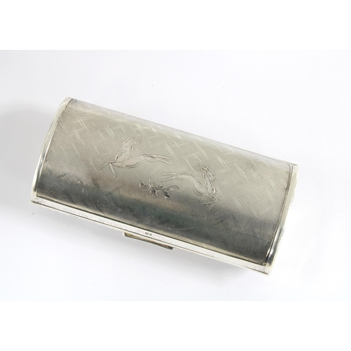 2 - Vintage silver cigarette case with integrated vesta by Kigu Ltd, London 1962, of barrell form and en... 