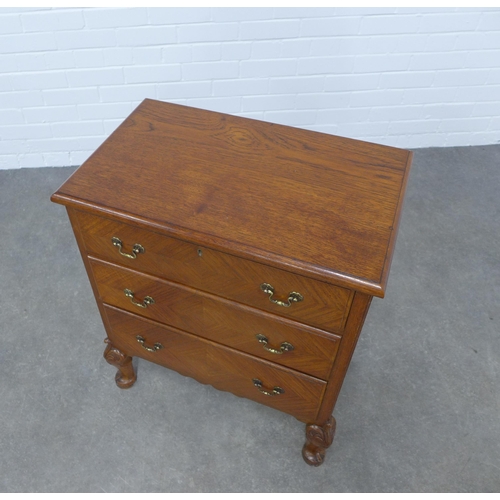 207 - Mahogany chest with lift up top,  on short cabriole legs, 62 x 74 x 38cm.