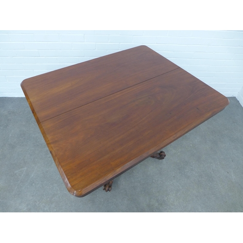 209 - William IV mahogany square breakfast table, 111 x 72 x 92cm. (split to top)