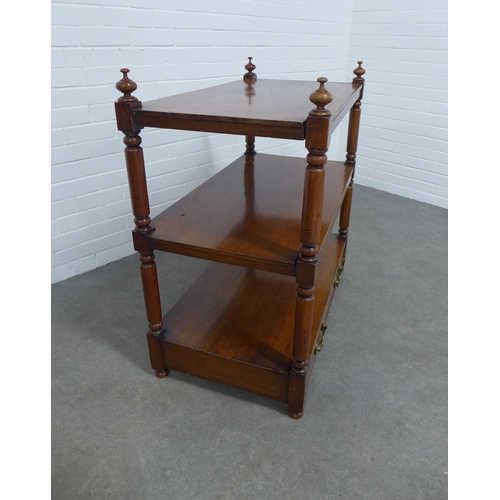 212 - Mahogany three tier buffet, drawer to the base, 92 x 96 x 51cm.