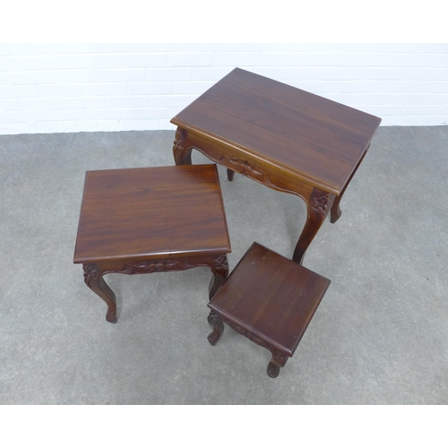 225 - Chinoiserie nest of three tables, 60 x 60 x 49cm. (3)