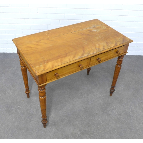 229 - 19th century satinwood table, inside of drawer stamped Heal & Son of London 92 x 75 x 52cm. (top a/f... 