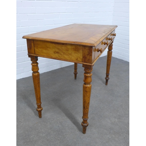 229 - 19th century satinwood table, inside of drawer stamped Heal & Son of London 92 x 75 x 52cm. (top a/f... 