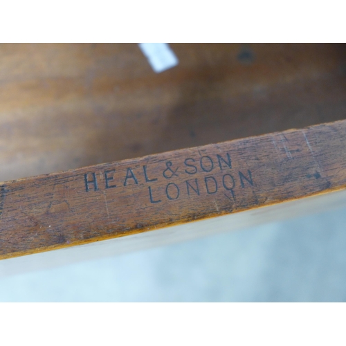 229 - 19th century satinwood table, inside of drawer stamped Heal & Son of London 92 x 75 x 52cm. (top a/f... 