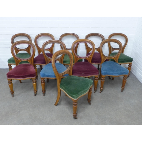 241 - Victorian set of twelve rosewood balloon back chairs to include 2 armchairs, 54 x 93 x 51cm. (121)