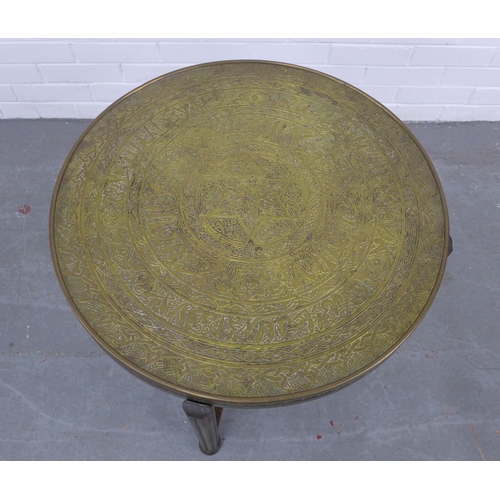 250 - Brass topped Benares style table, 63 x 56cm.