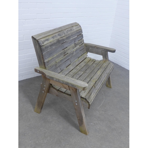 274 - Two seater wooden garden bench, 120 x 100 x 46cm.