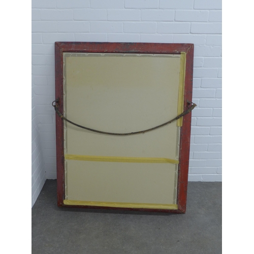 296 - Large wall mirror, painted foliate frame with a rectangular glass plate, 95 x 120 x 11cm.