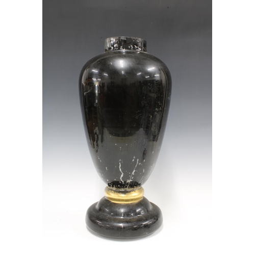 306 - Large glass apothecary / chemists advertising  jar, internally black painted with gilt decoration le... 