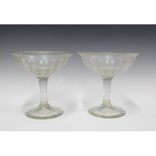 321 - Pair of iridescent glass comports, 19.5cm (2)