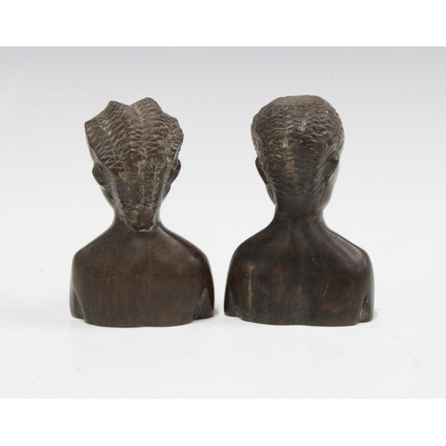 337 - A pair of Nigerian miniature carved wood head and shoulder busts (2) 10cm.