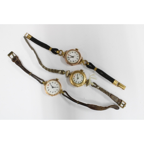 37 - Three early 20th century 9ct gold cased wrist watches (3)