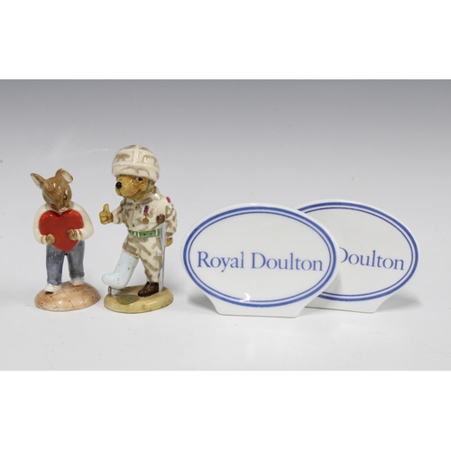 394 - John Beswick 'Help for Heroes' figure and a Royal Doulton 'Sweetheart Bunnykins', together with two ... 