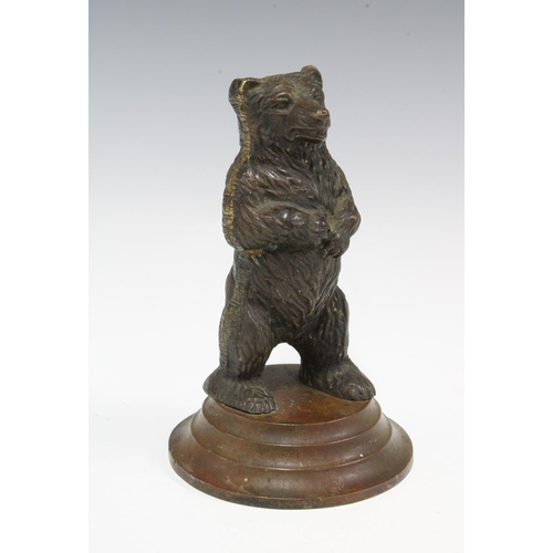 412 - Bronze bear, standing on its hind legs on a stepped base, 18cm