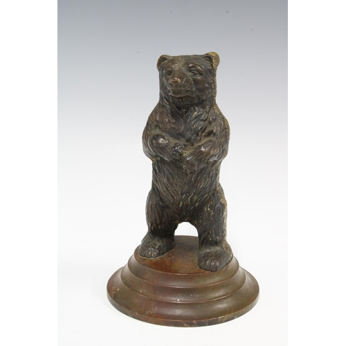 412 - Bronze bear, standing on its hind legs on a stepped base, 18cm