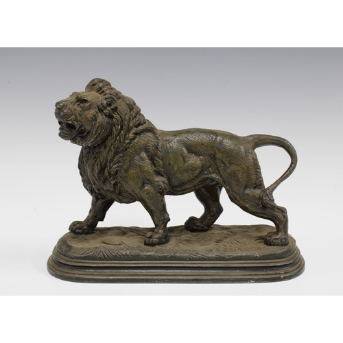 416 - After Paul-Edouard Delabrierre, (French 1829-1912) a patinated bronze lion,  17 x 22cm