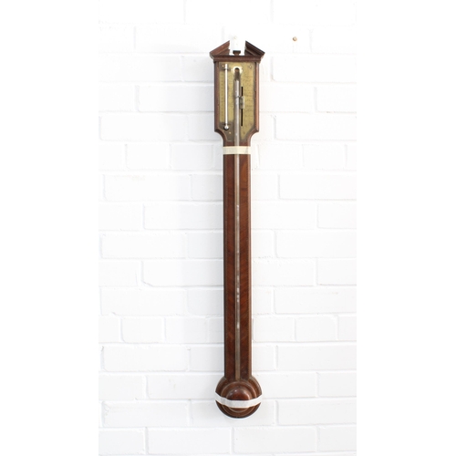 450 - Georgian mahogany stick barometer, A. Campione, Oxford,  cistern cover is loose, glass thermometer i... 