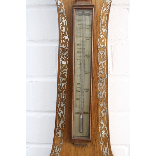 451 - J. Gilmour & Co rosewood banjo barometer with mother of pearl inlay, 102cm