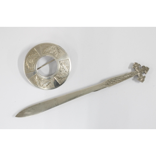 47 - Scottish provincial silver bookmark by William J Fraser of Ballater, the handle in the form of a cel... 