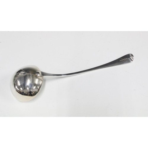 72 - Early 19th century silver soup ladle, London 1802, Old English pattern, 33.5cm