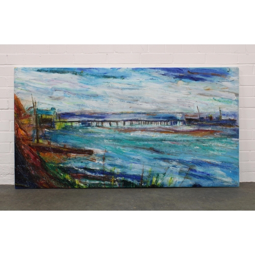 118 - DANIEL WILSON (BRITISH CONTEMPORARY) PENARTH PIER, oil on canvas, signed, 154 x 82cm