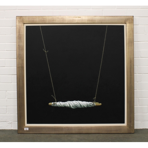 119 - ALISON DUNLOP RSW, THE SWING, oil on canvas, signed and dated 1997 bottom left,  framed.  90 x 90cm.... 