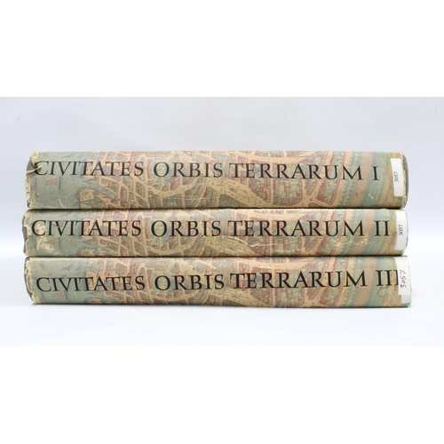 132 - Braun and Hogenberg's 'Civitates Orbis Terrarum' in three volumes, Amsterdam MCMLXV, 45 x 31cm (3)