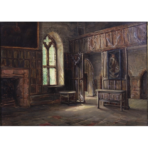 16 - Attributed to DUNCAN MACKELLAR RSW (SCOTTISH 1849 - 1908), Castle Interior with Arched Window, oil o... 