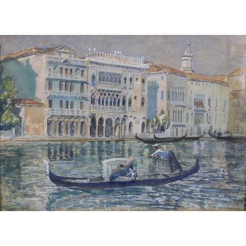 19 - JAMES WOOD (SCOTTISH fl.1917 -1933) gouache of Venice, signed and dated 1927, framed under glass, 55... 