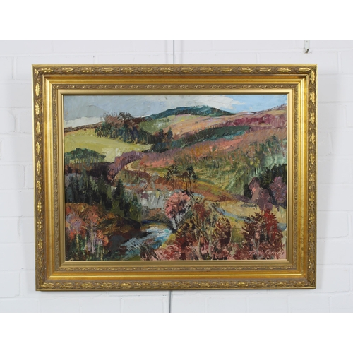 3 - ANNE CARRICK, SCOTTISH (1919-2005) GLEN TILT, oil on board, signed, in an ornate gilt frame with tit... 