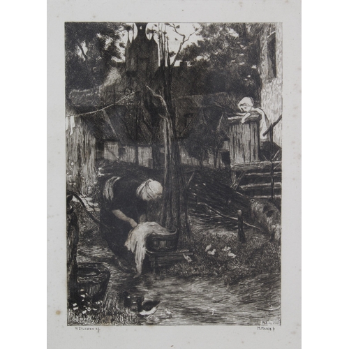 34 - Phillipe Zilcken, an etching after Matthew Maris, framed under glass, 11 x 16cm